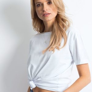 Wholesale White t-shirt with deep neckline at the back