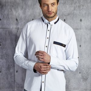 Wholesale Men's shirt with pocket white PLUS SIZE