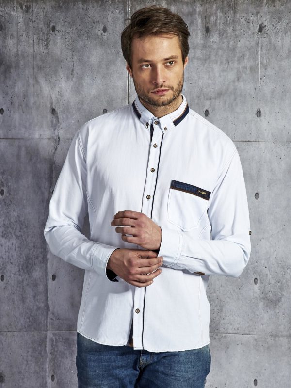 Wholesale Men's shirt with pocket white PLUS SIZE