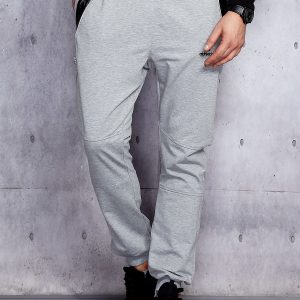 Wholesale Grey sweatpants for men with quilted inserts