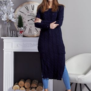 Wholesale Grey long sweater with slit