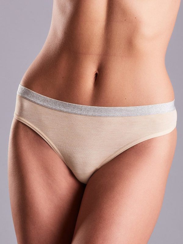 Wholesale Beige cotton thong