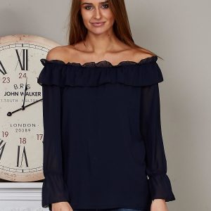 Wholesale Chiffon blouse spanish navy blue