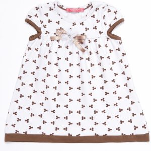 Wholesale White children's dress with all over print