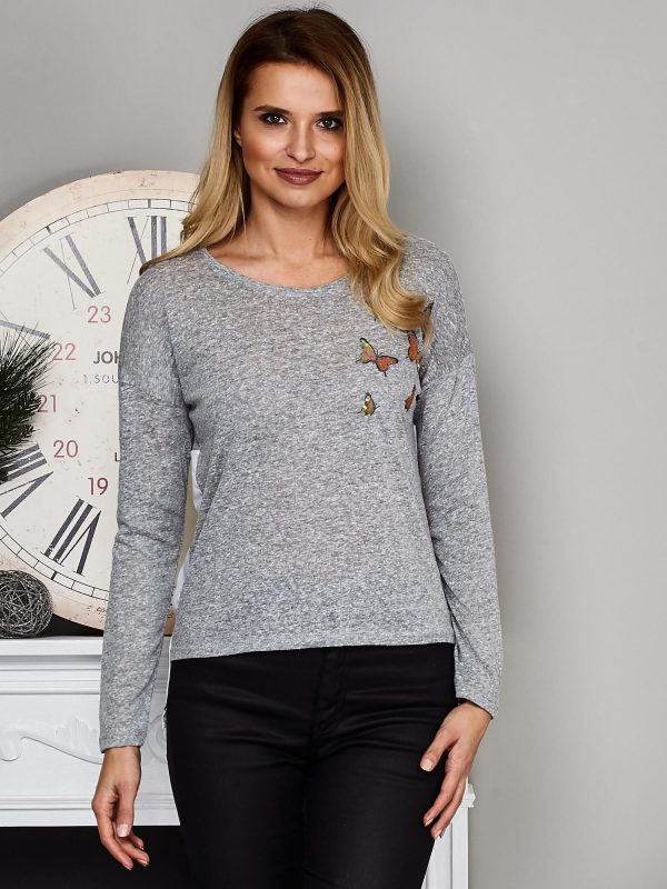 Wholesale Gray blouse with shirt back