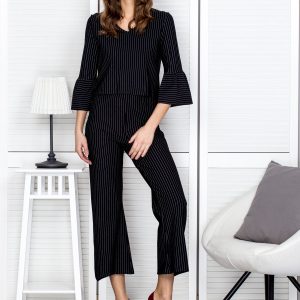 Wholesale Black set of trousers and striped blouse