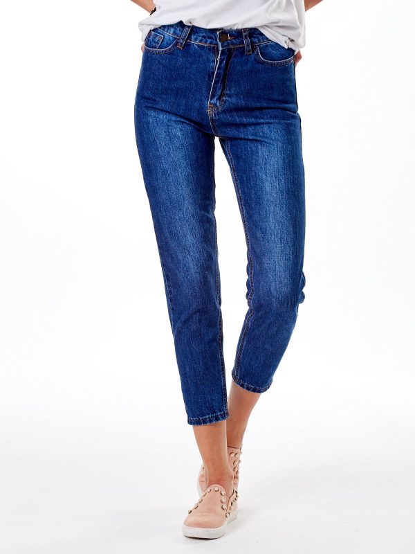 Wholesale Dark blue mom jeans pants