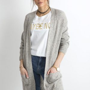 Wholesale Gray Long Knitted Sweater