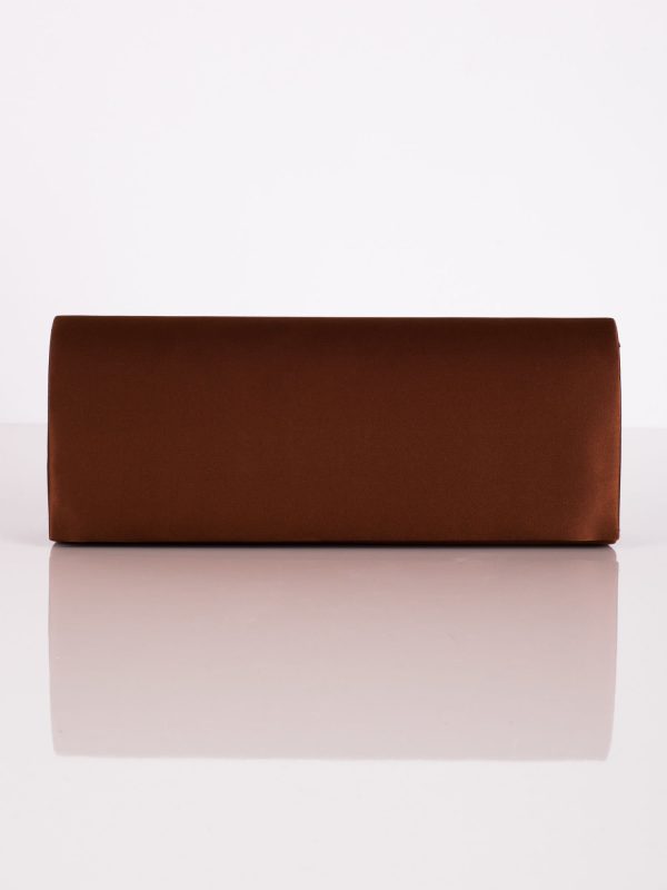 Wholesale Satin smooth clutch bag with mirror brown