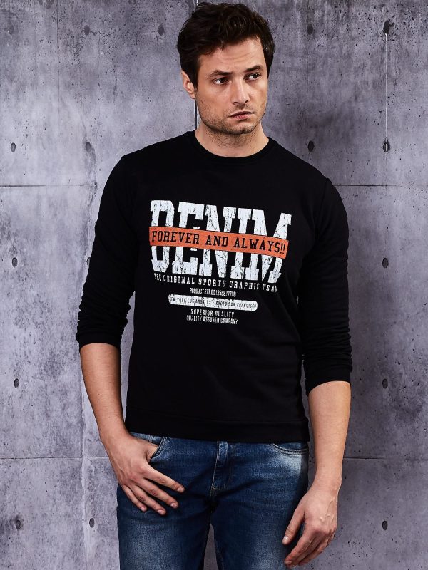 Wholesale Black sweatshirt for men with print in American style