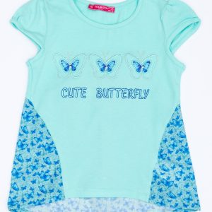 Wholesale Mint t-shirt for girl with butterfly print