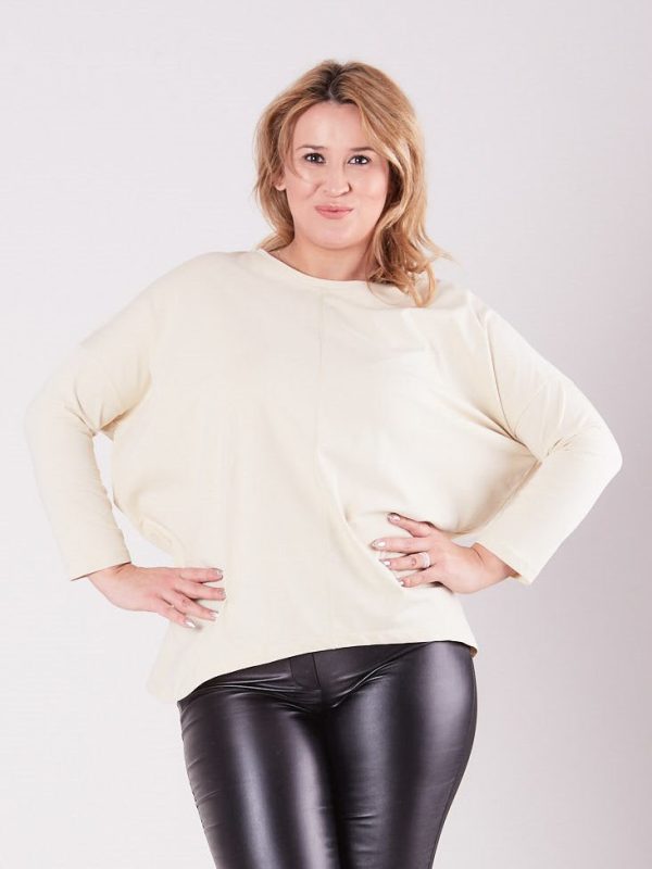 Wholesale Beige asymmetrical blouse for women PLUS SIZE