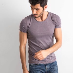 Wholesale Grey Brown Plain Men's T-Shirt