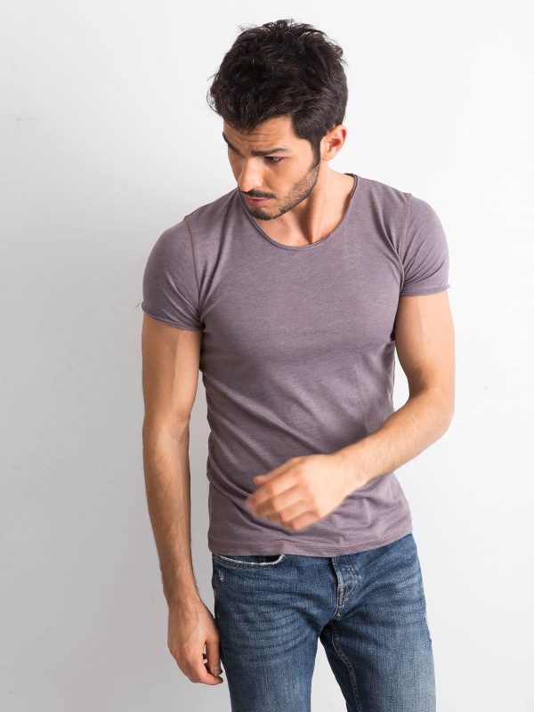 Wholesale Grey Brown Plain Men's T-Shirt