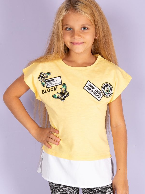 Wholesale Yellow t-shirt for girl with stripes