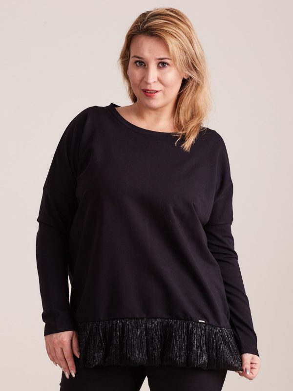 Wholesale Black blouse with frill PLUS SIZE