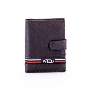 Wholesale Black leather wallet for man with fabric insert