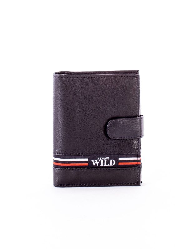 Wholesale Black leather wallet for man with fabric insert