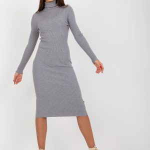 Wholesale Grey knitted stripe midi dress