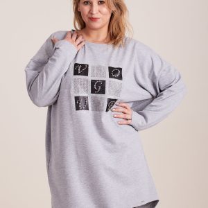 Wholesale Light gray tunic with plus size applique