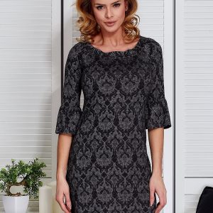 Wholesale Dark grey dress with ornamental patterns