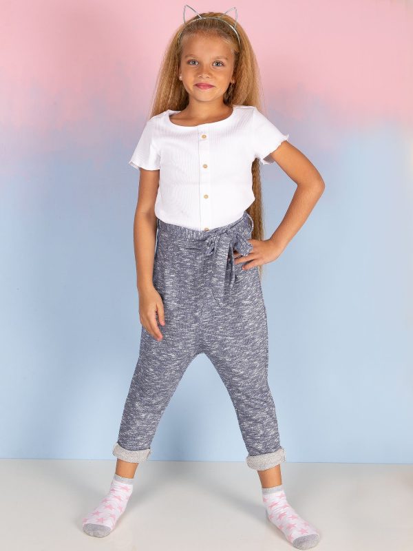 Wholesale Blue sweatpants for girl with binding