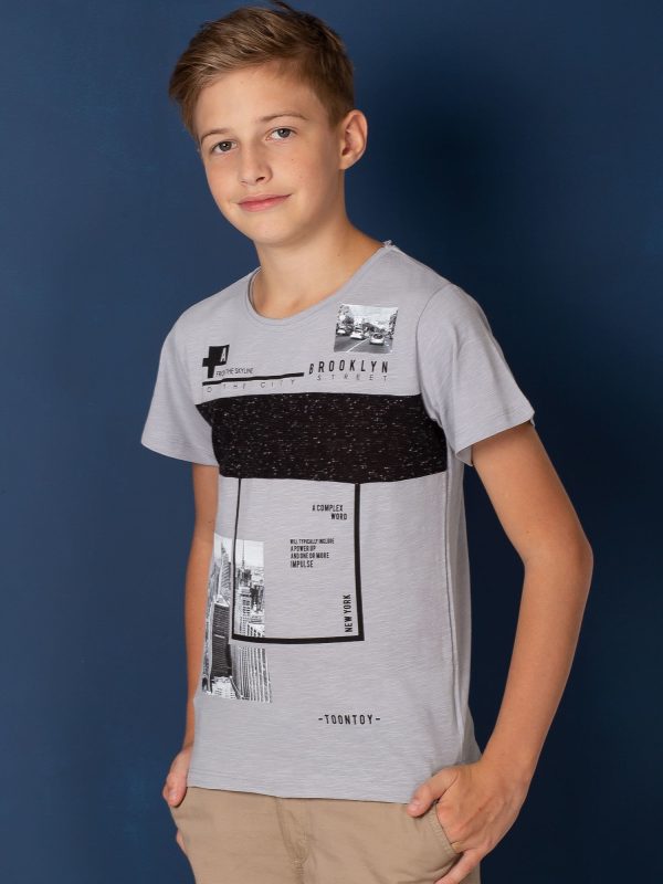 Wholesale Gray t-shirt for boy with urban print