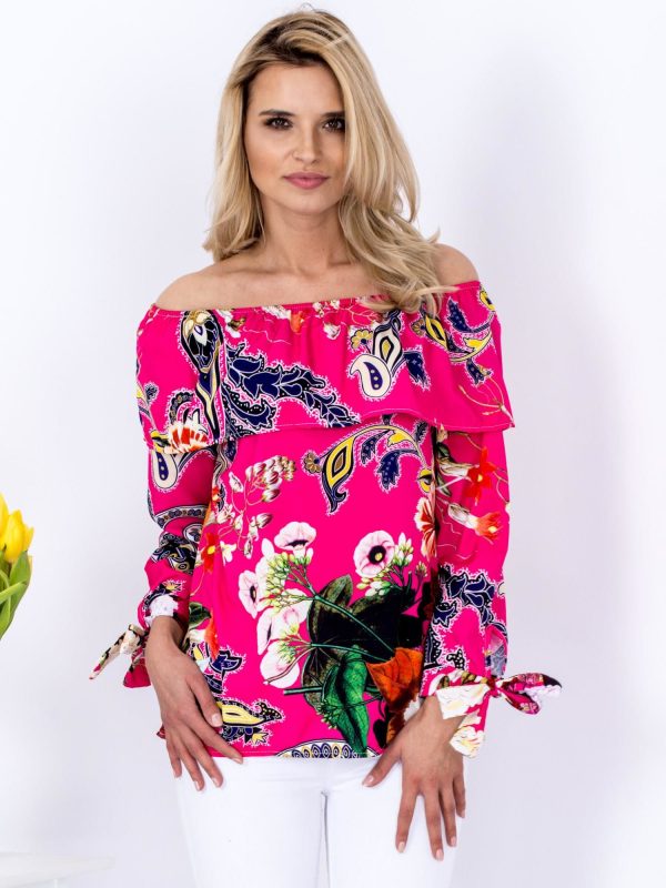 Wholesale Blouse pink spanish in colorful pattern