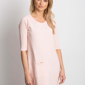 Wholesale Light pink dress with pocket