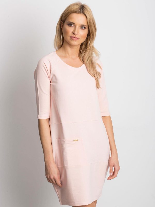 Wholesale Light pink dress with pocket