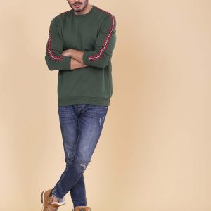 Wholesale Khaki sweatshirt for man with stripes