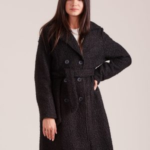 Wholesale Black double-breasted boucle coat