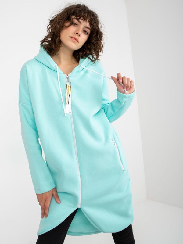 Wholesale Light blue long sweatshirt basic zipper Stunning