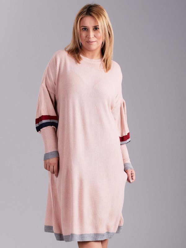 Wholesale Pale Pink Plus Size Knitted Dress