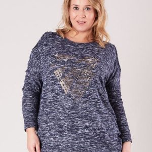 Wholesale Dark blue blouse with cutouts on the shoulders PLUS SIZE