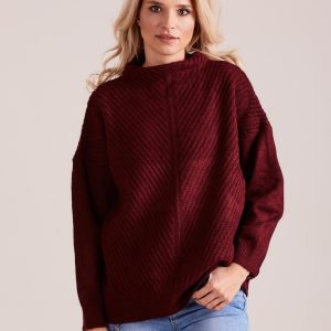 Wholesale Burgundy knitted sweater for women