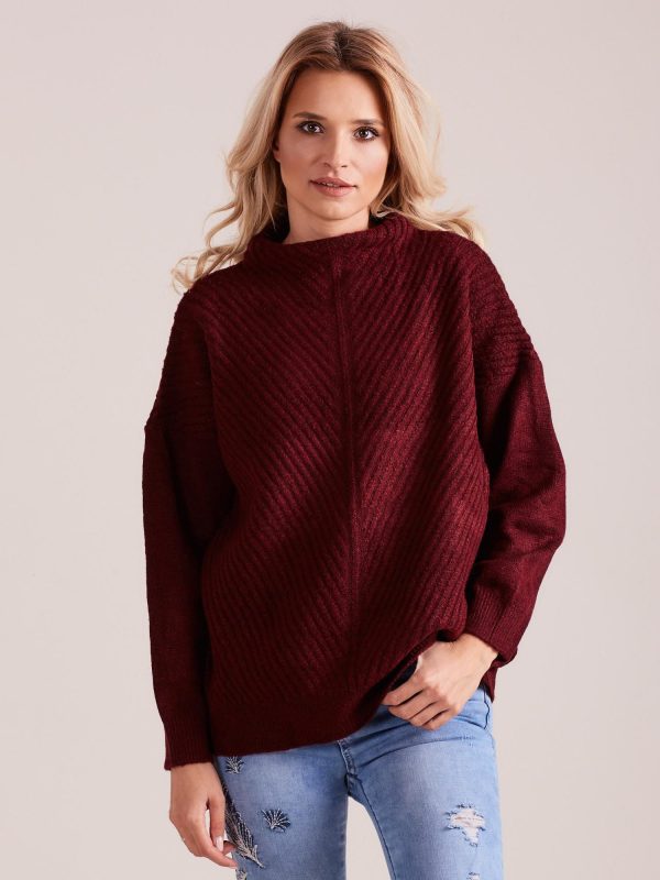 Wholesale Burgundy knitted sweater for women