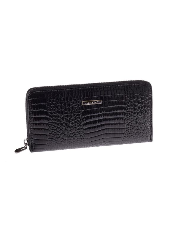 Wholesale Black crocodile skin zipper long leather wallet