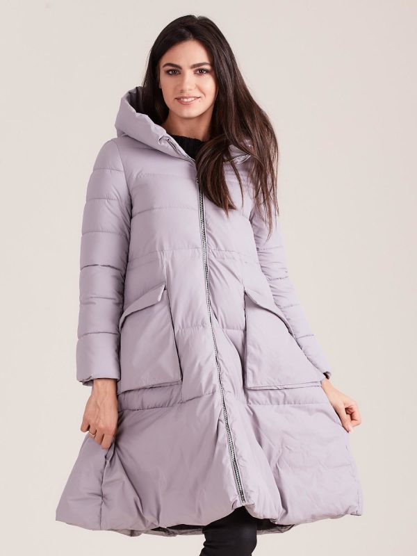 Wholesale Gray asymmetrical winter jacket