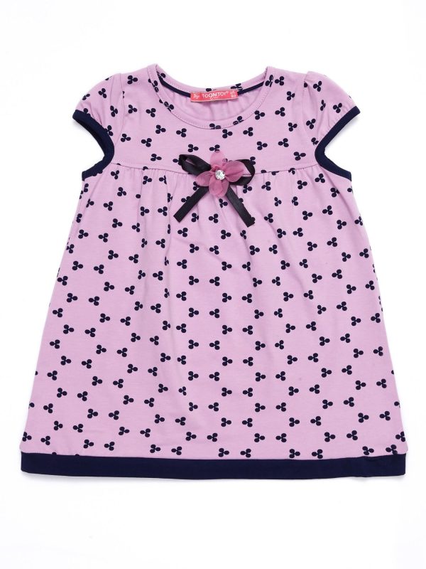 Wholesale Lilac children's dress with all over print