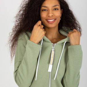 Wholesale Pistachio long sweatshirt basic zipper Stunning