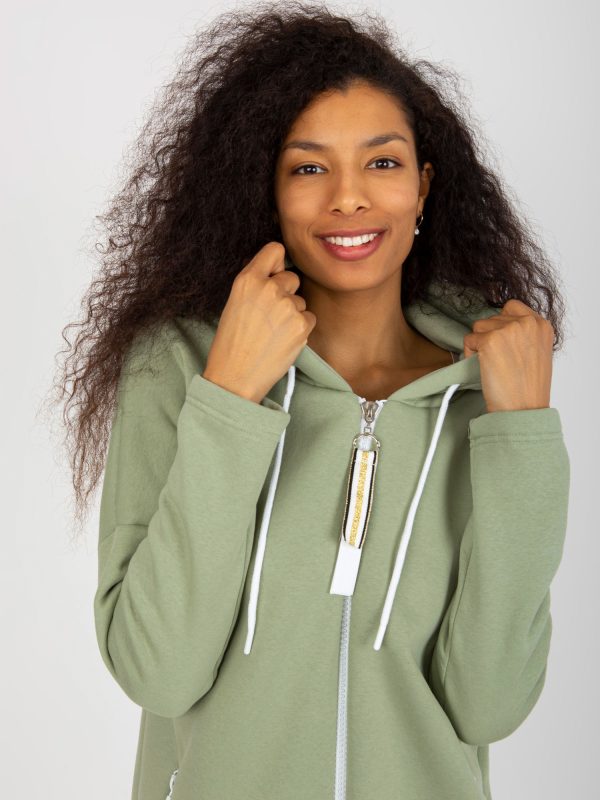 Wholesale Pistachio long sweatshirt basic zipper Stunning