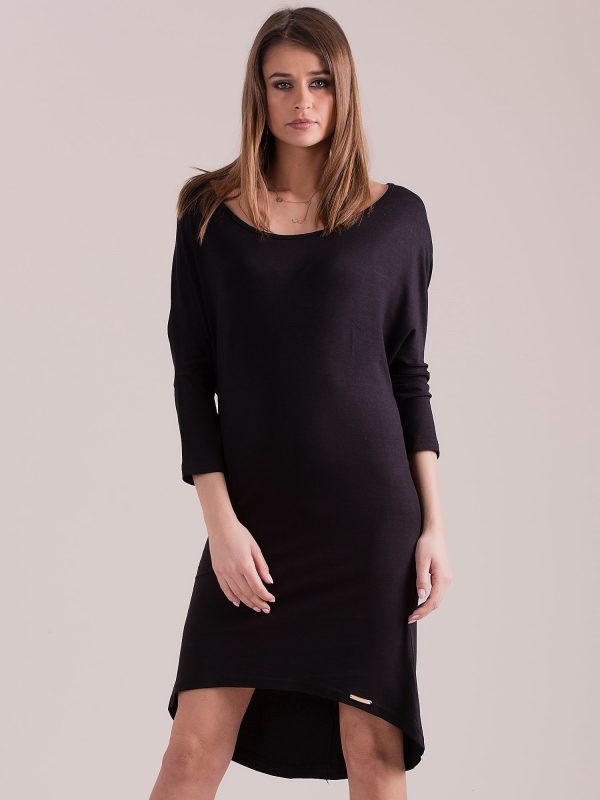 Wholesale Oversize dress with lower shoulder line black