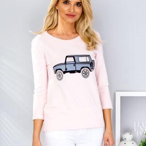 Wholesale Light pink blouse with car