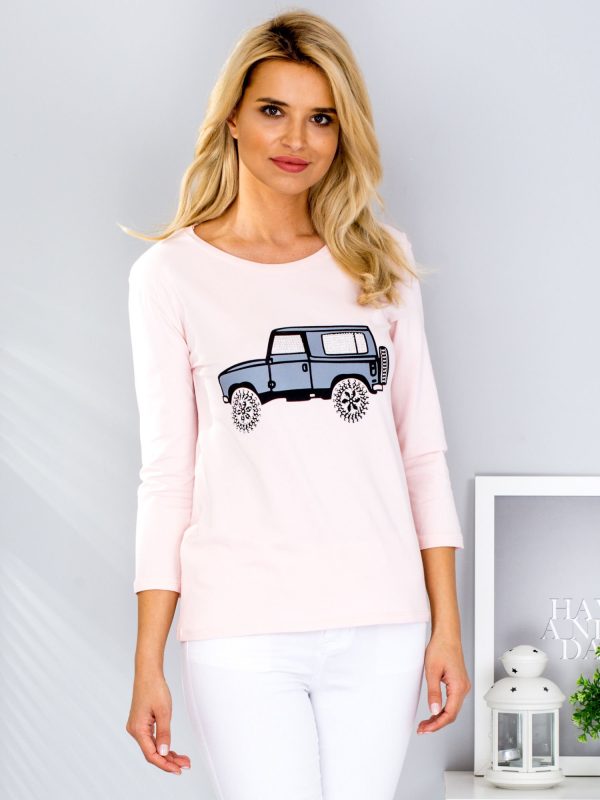 Wholesale Light pink blouse with car