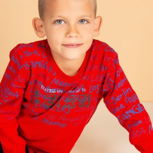 Wholesale Red blouse for boy with text print