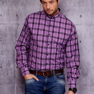 Wholesale Purple Plus Size Men's Plaid Shirt