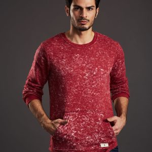 Wholesale Burgundy sweatshirt for men acid wash with kangaroo pocket