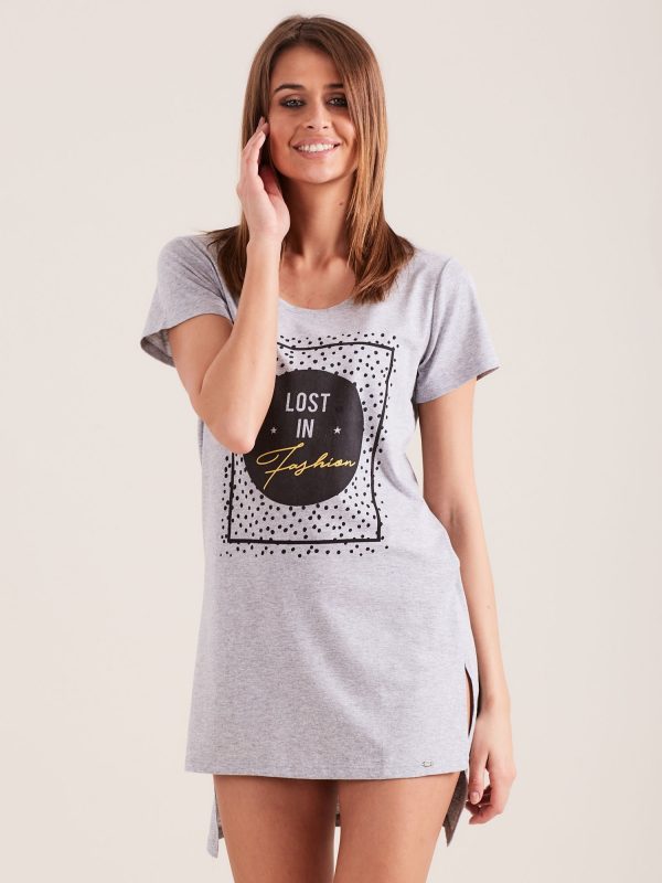 Wholesale Light Grey Printed Nightgown