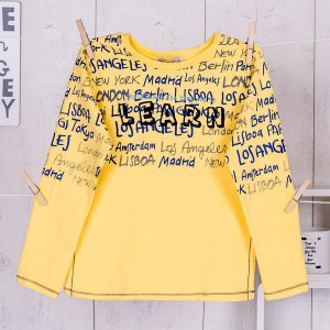 Wholesale Yellow blouse for boy with text print